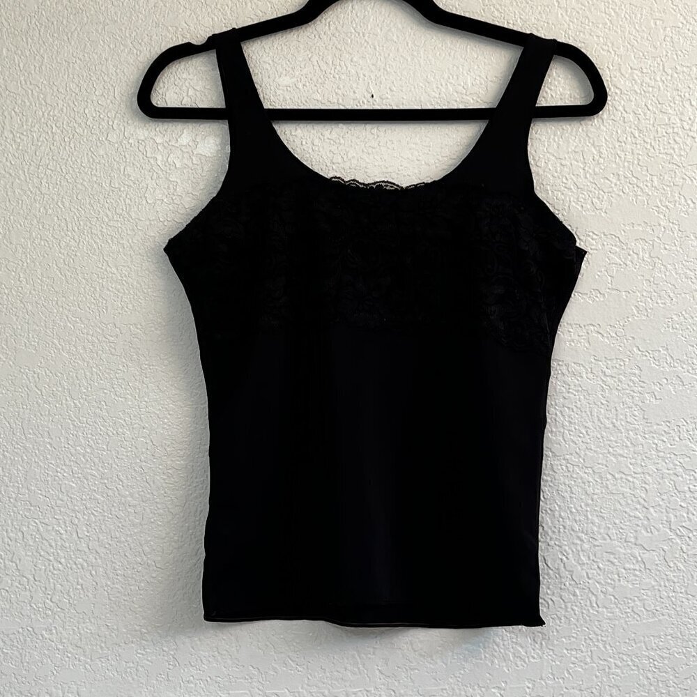 F.I.T. Figure Improving Technology‎ Black Lace Stretch Tank Cami Size Large